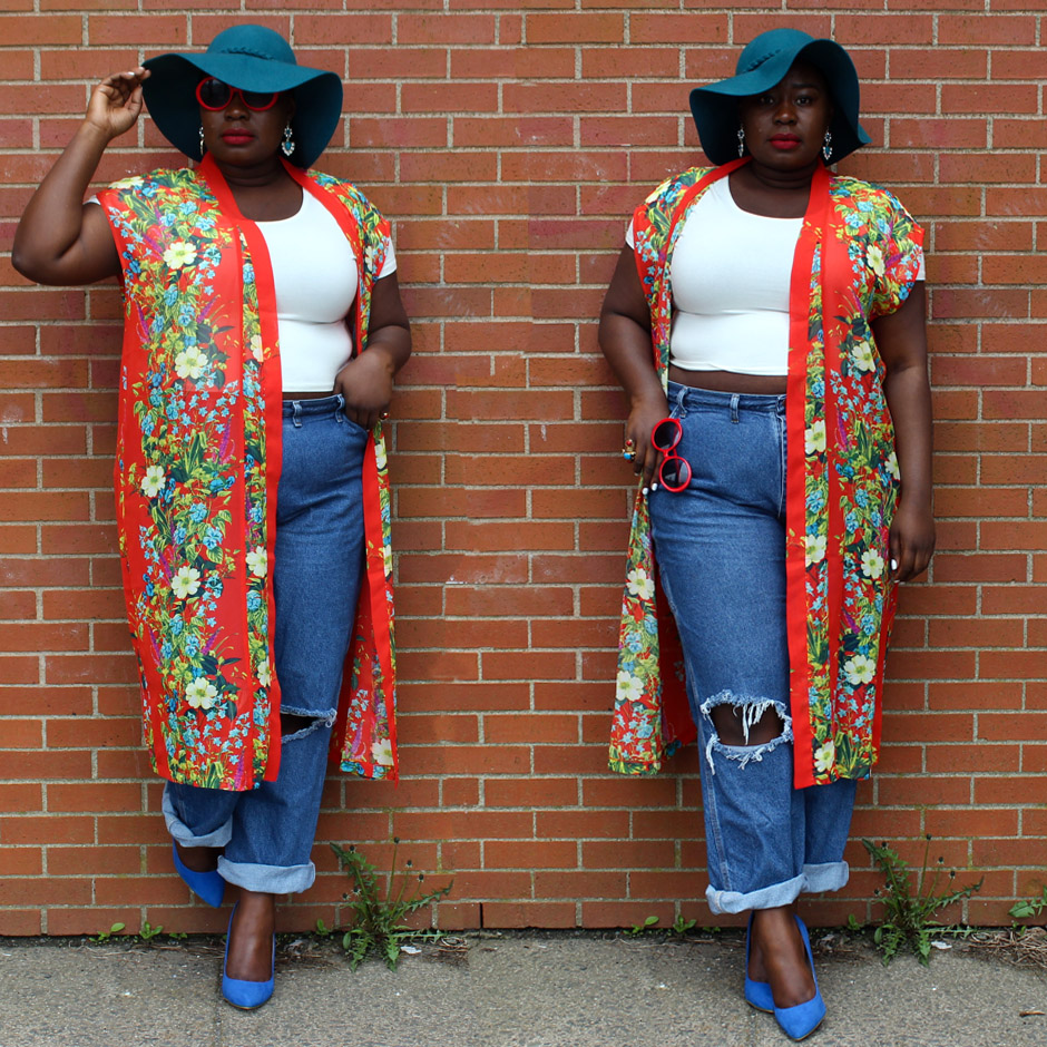 plus size denim kimono