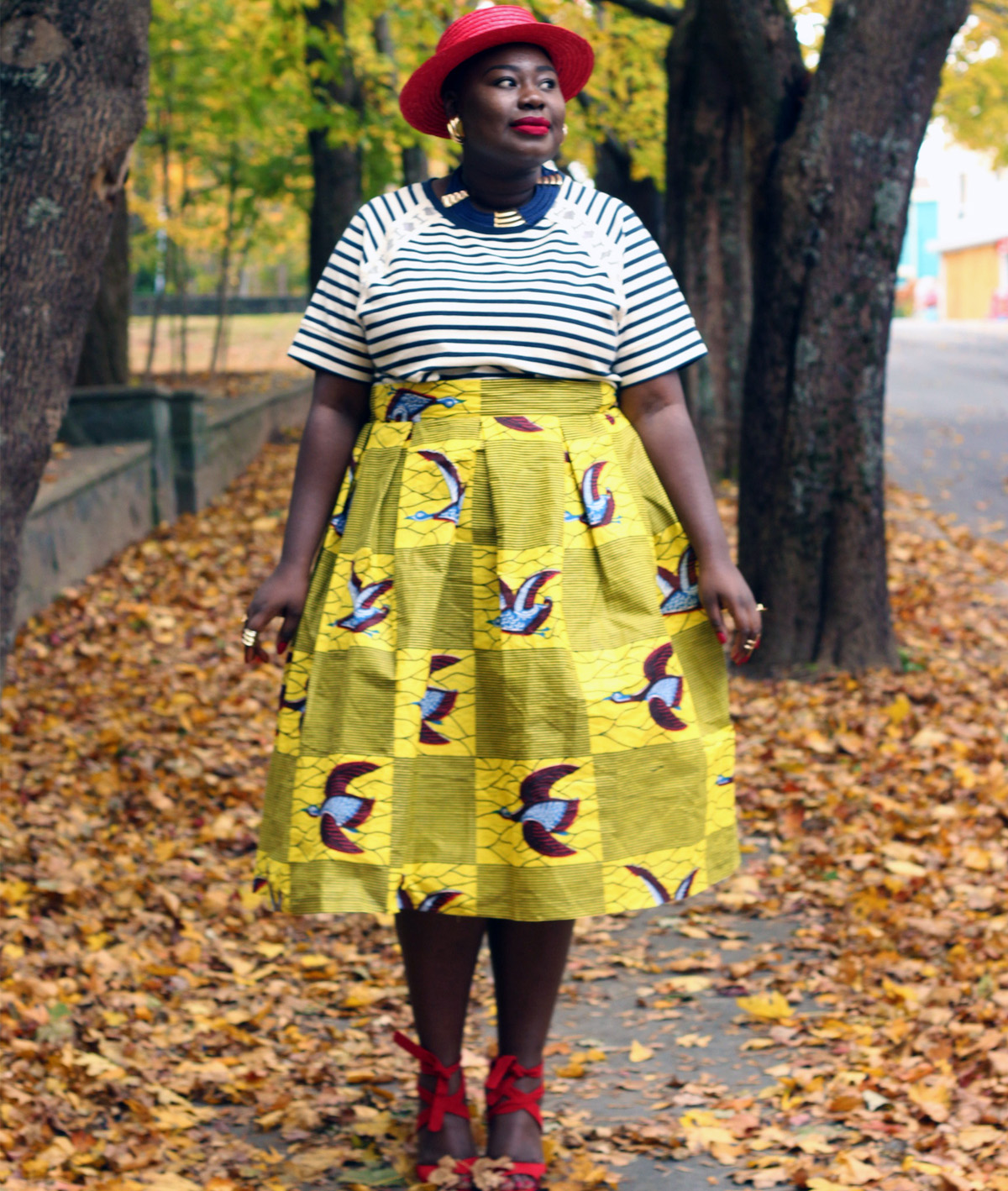 african print skirt mixed prints eloquii red heels eloquii shoes 02