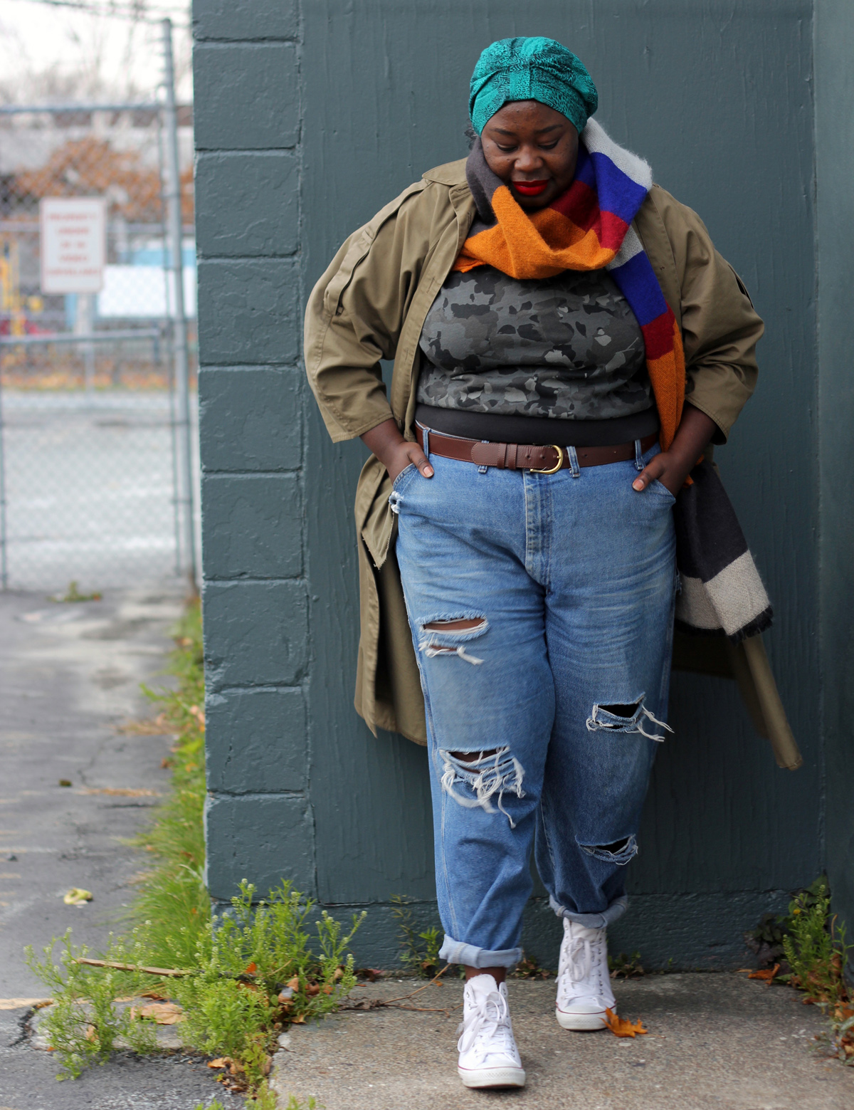 everyday plus size style fall style winter style plus size winter style forever 21 scarf plus size distressed denim 02